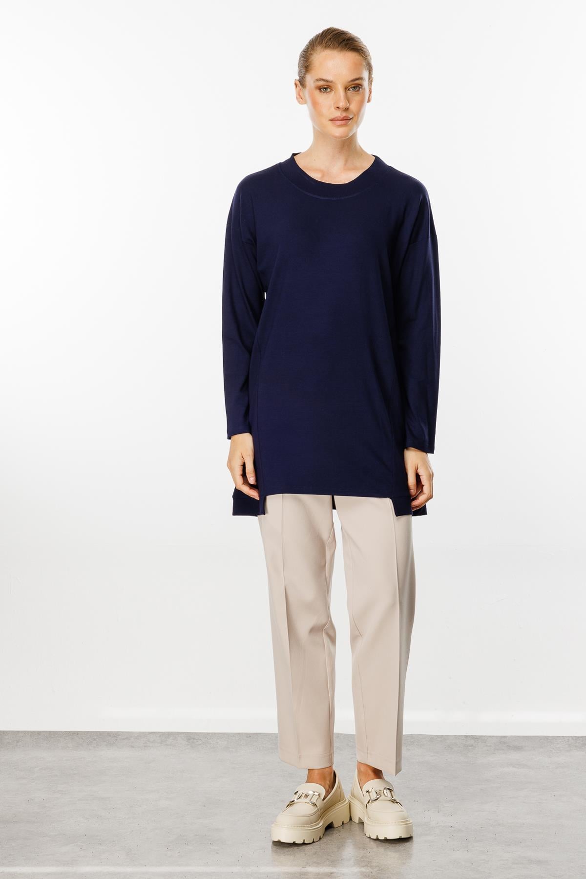 Mutlu Ertan Kadın Basic Örme Tunik Lacivert 30227