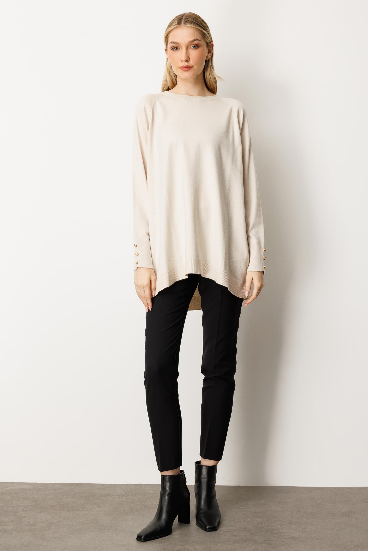 Mutlu Ertan Kadın Basic Sıfır Yaka  Triko Tunik Taş 20172