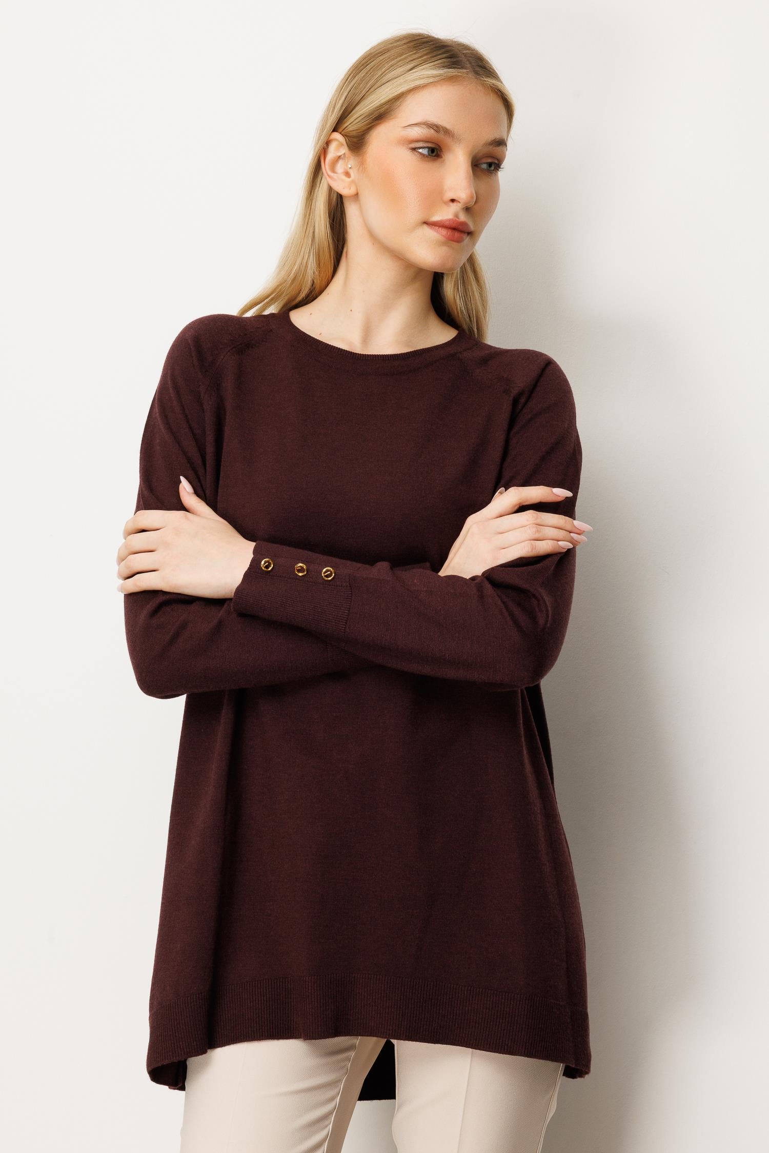 Mutlu Ertan Kadın Basic Sıfır Yaka  Triko Tunik Vino 20172