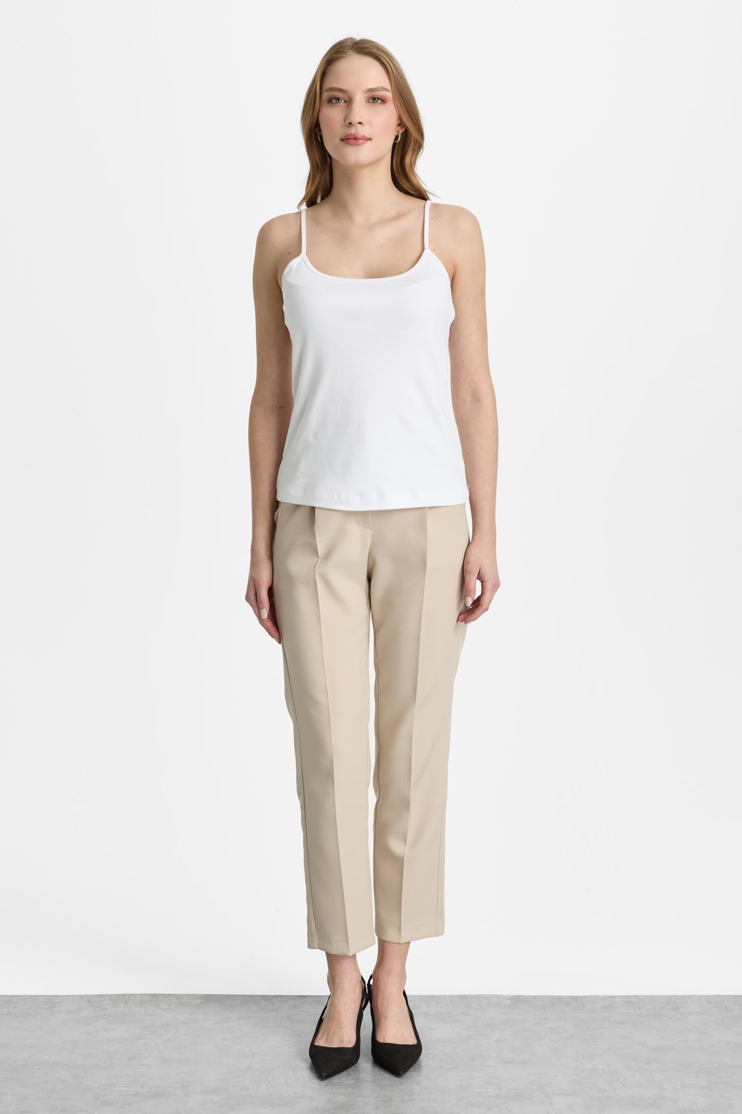 Mutlu Ertan Kadın İnce Askılı Basic Atlet Ekru 30474
