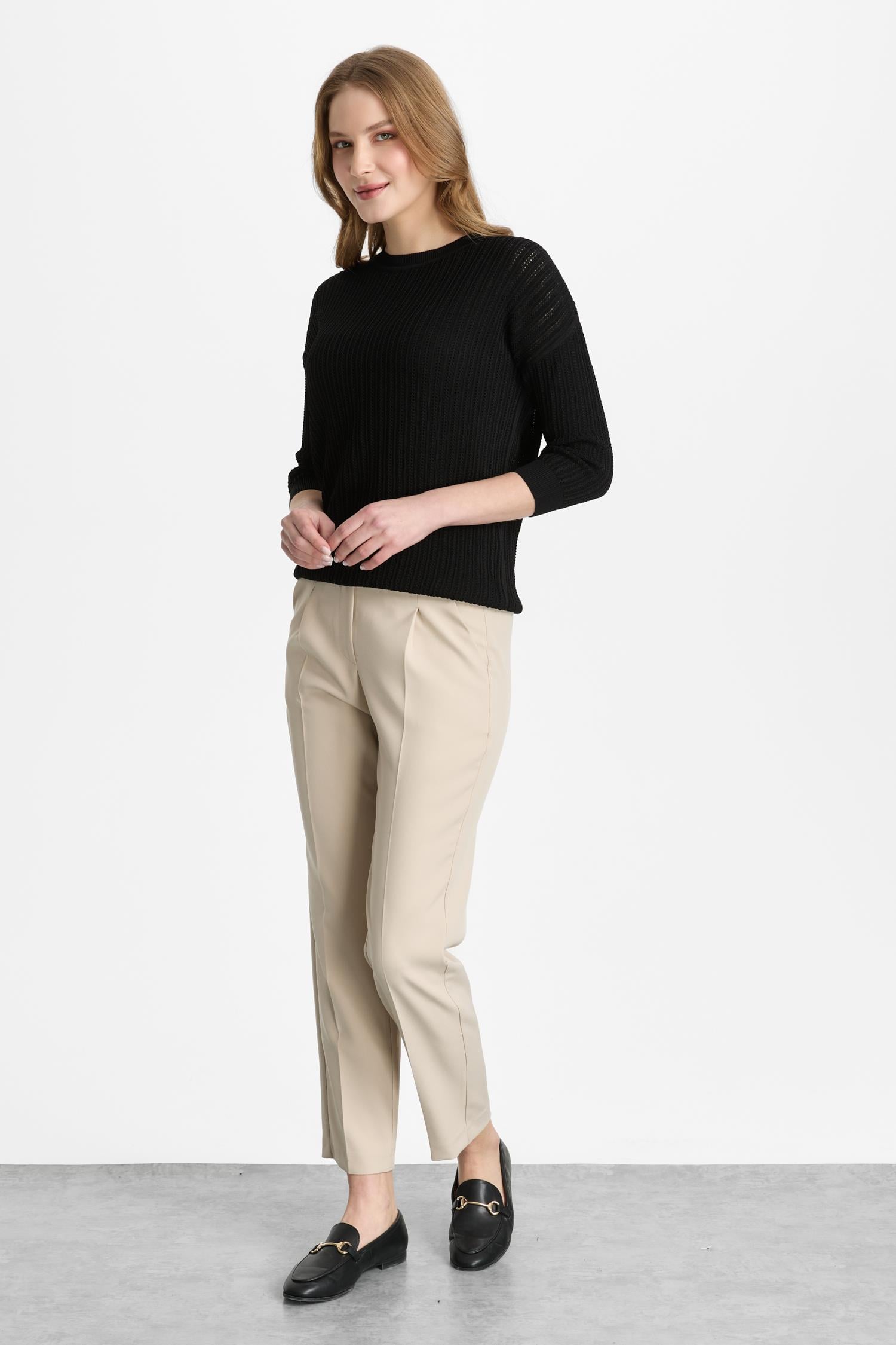 Mutlu Ertan Kadın Sıfır Yaka Triko Bluz Siyah 20313