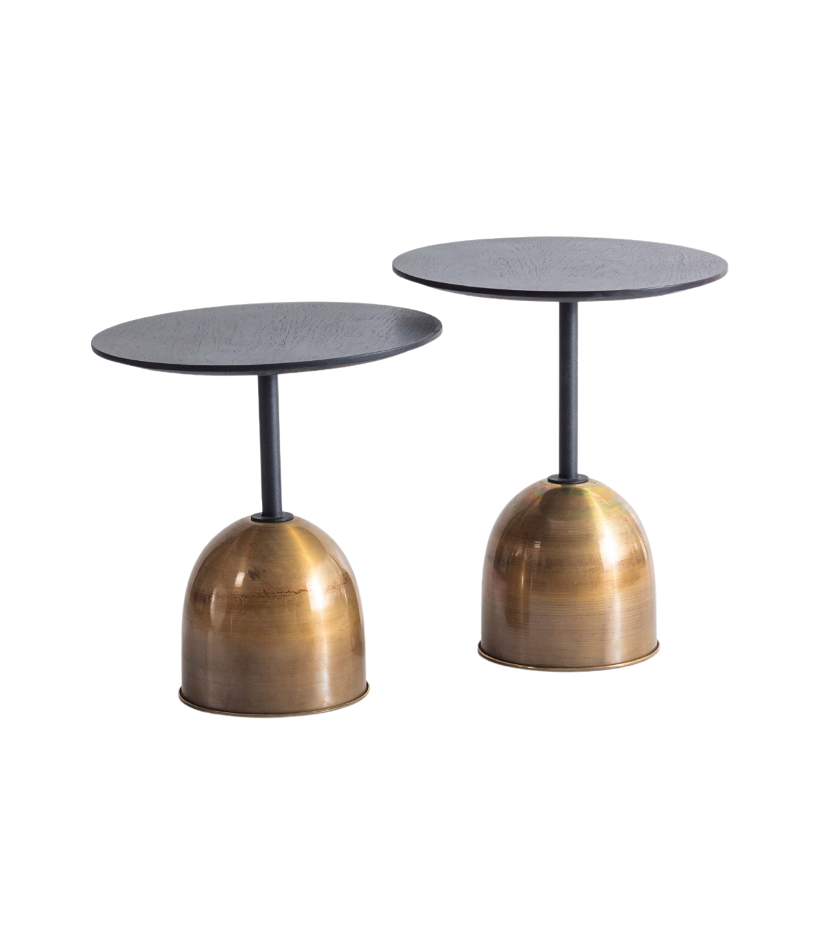 Astana Brass Leg Wooden Double Side Table Set Black