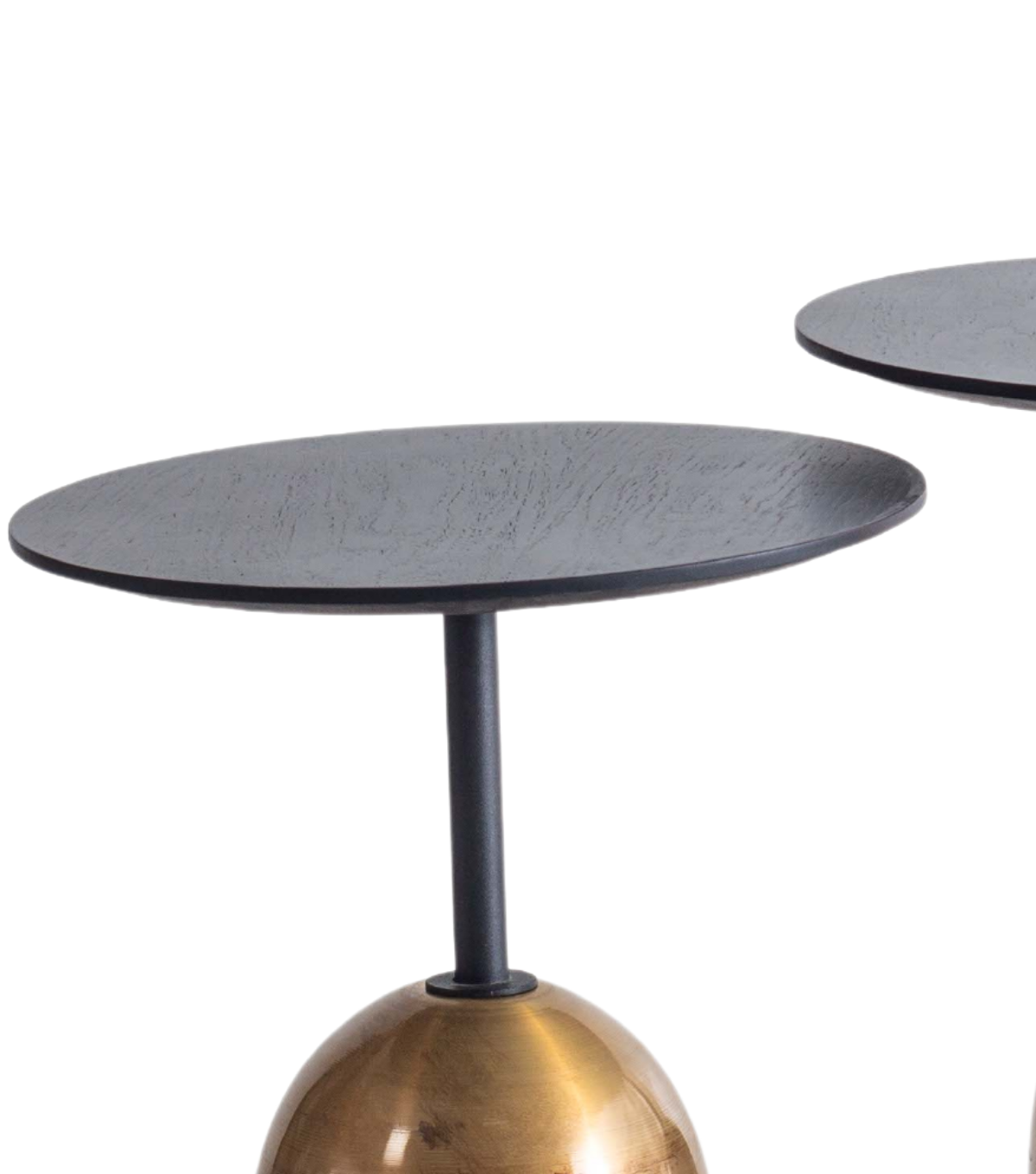 Astana Brass Leg Wooden Double Side Table Set Black