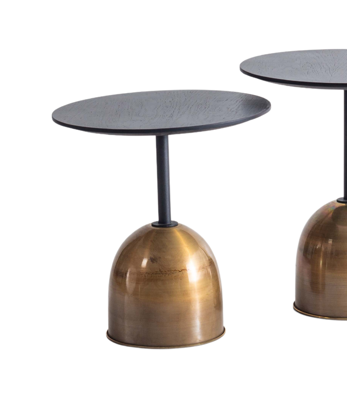 Astana Brass Leg Wooden Double Side Table Set Black