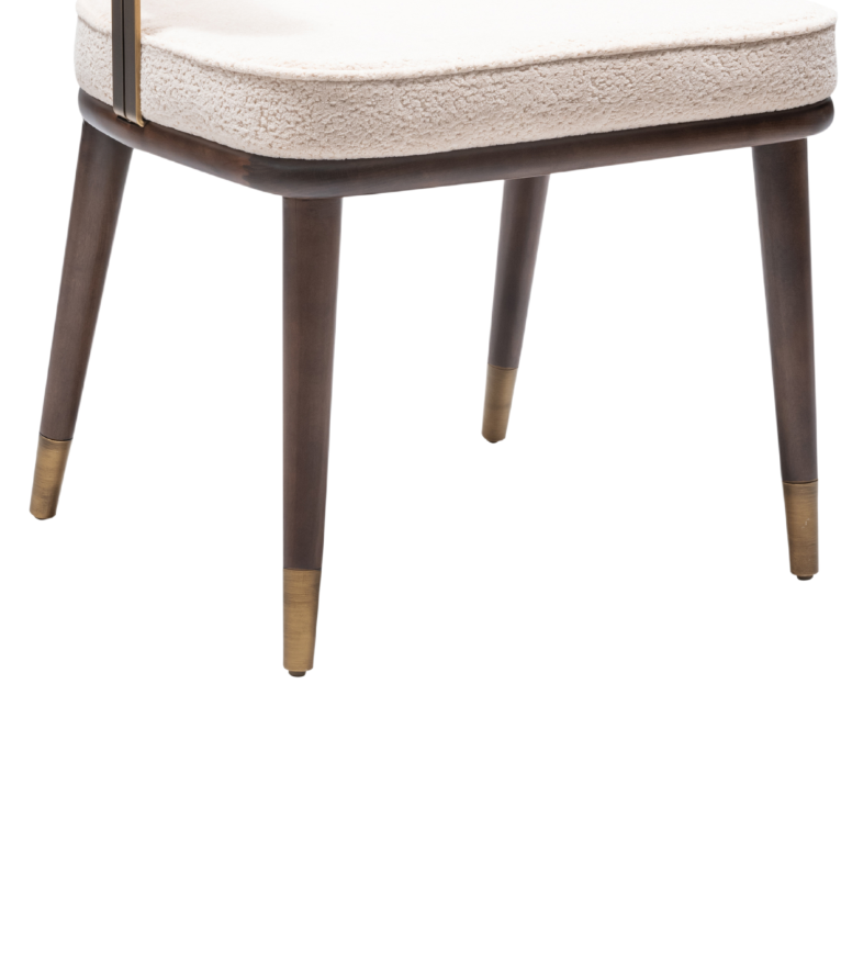Bach Teddy Sandalye Ceviz Ahşap Metal Brass Detay