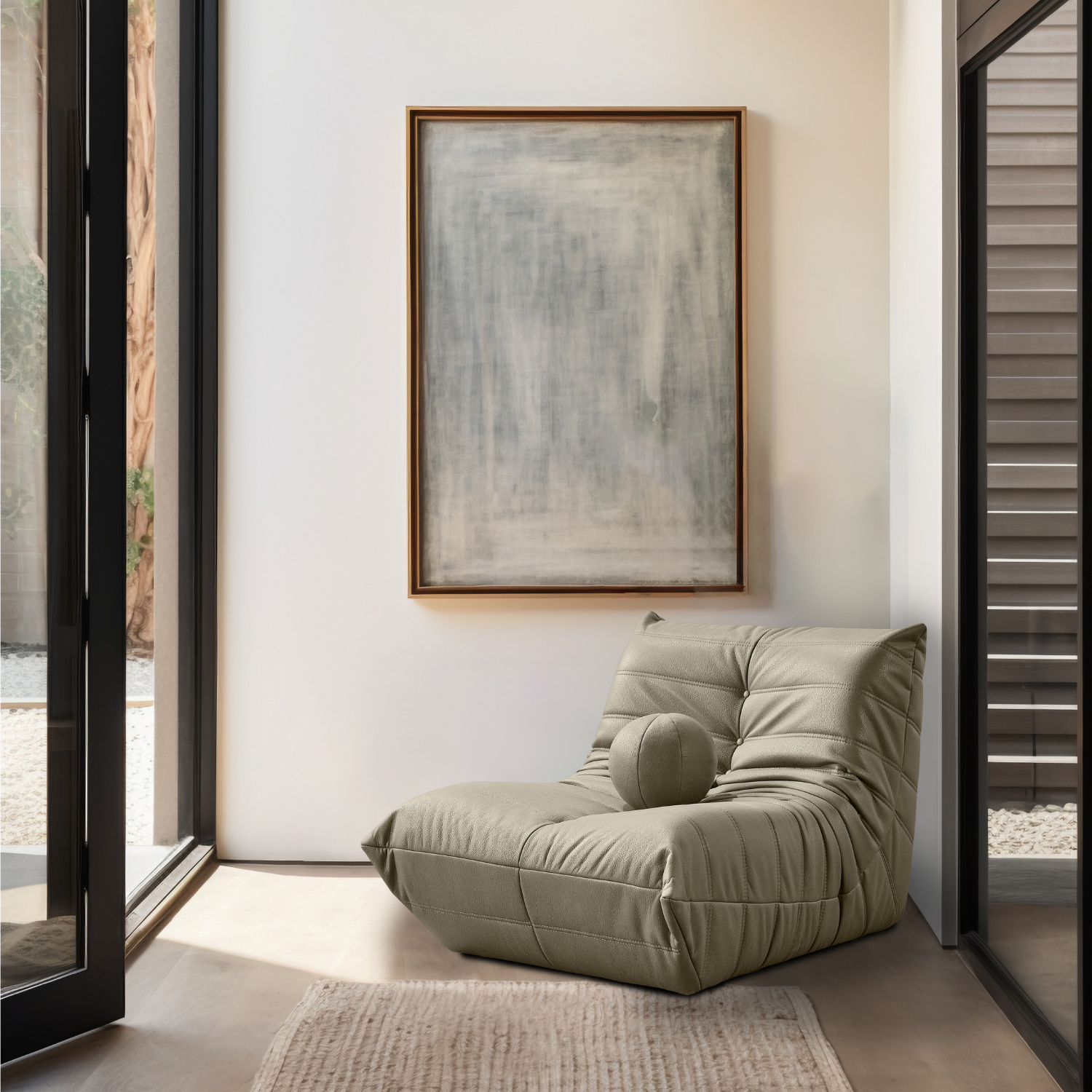 Barney Comfort Armchair Leather Dark Gray