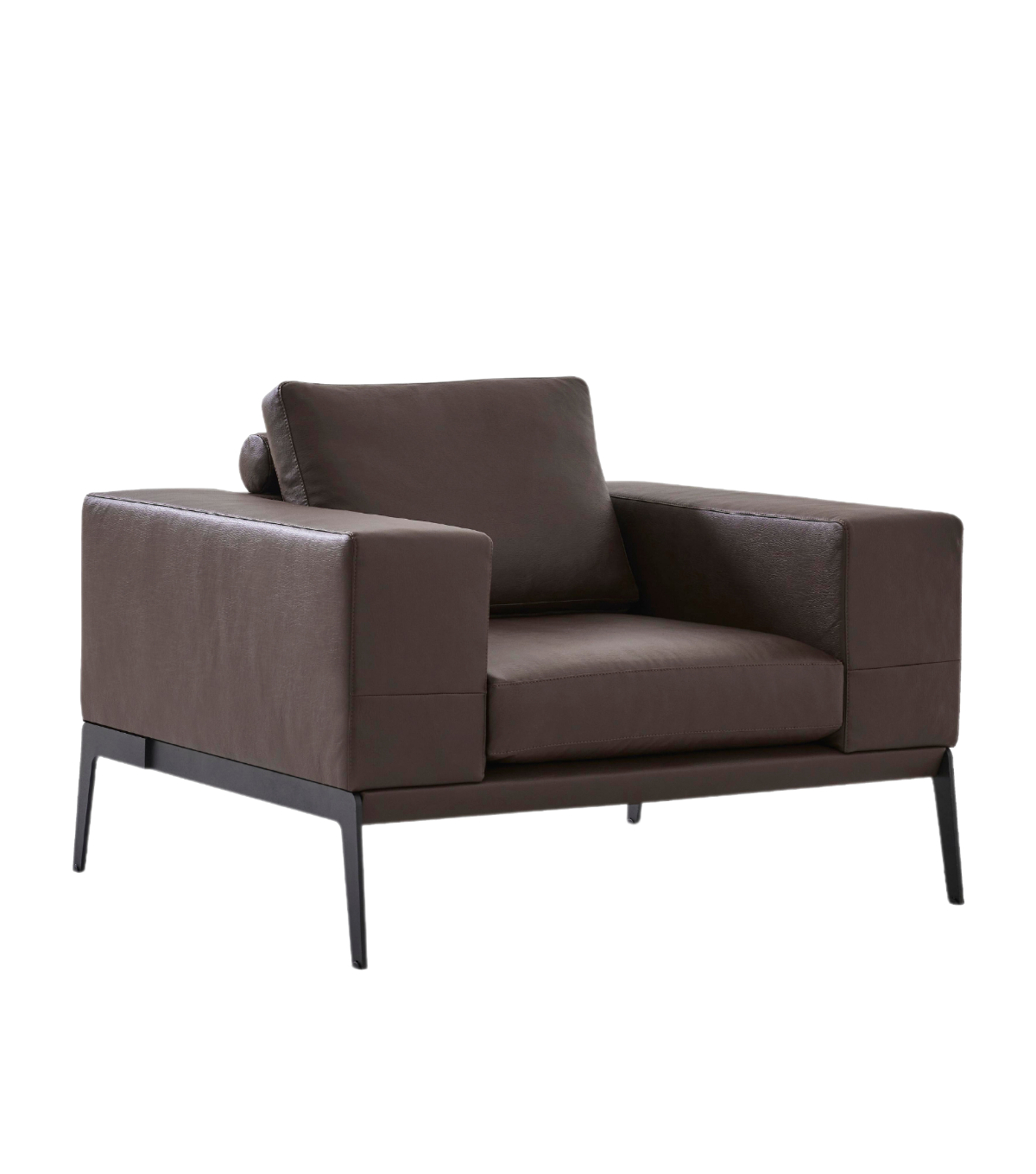Espina Leather Metal Leg Armchair Brown