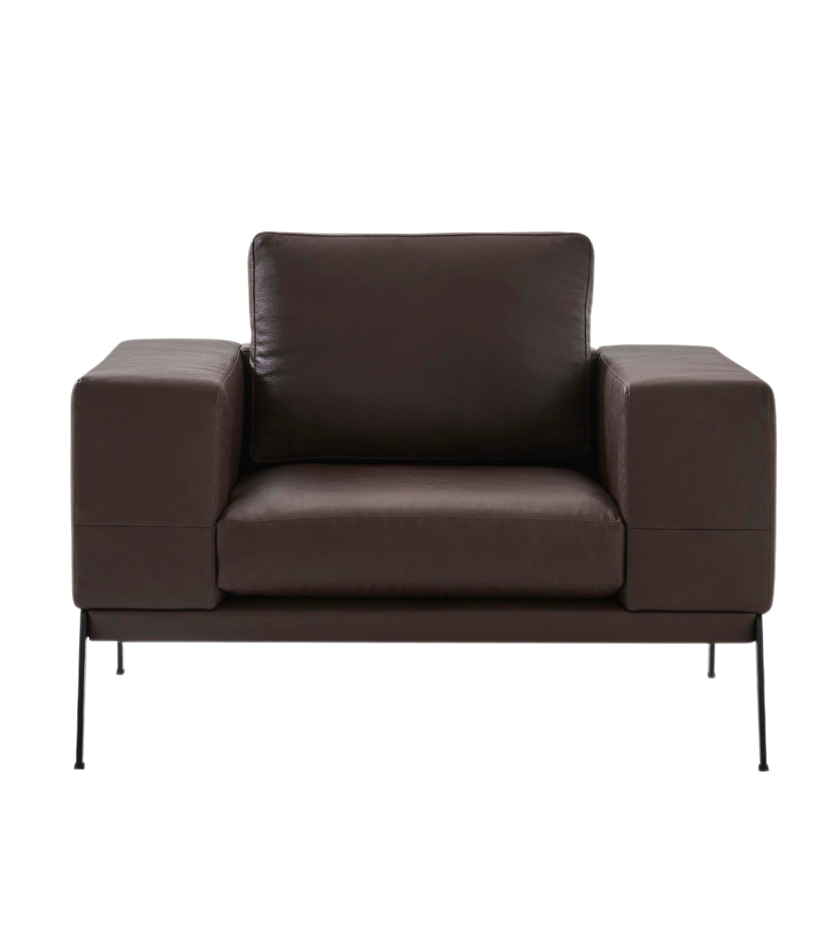 Espina Leather Metal Leg Armchair Brown
