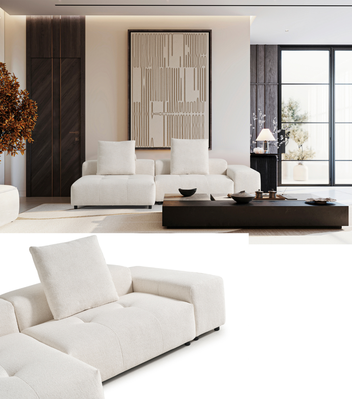 Fausto Comfort Corner Sofa Beige