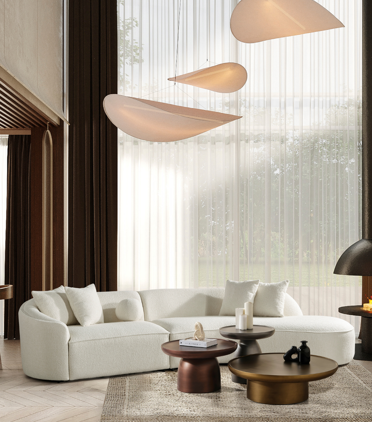Hills Ahşap Üçlü Orta Sehpa Takımı Mushroom Color