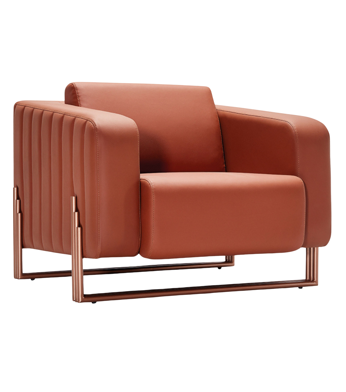Cloud Metal Detail Leather Armchair Cinnamon