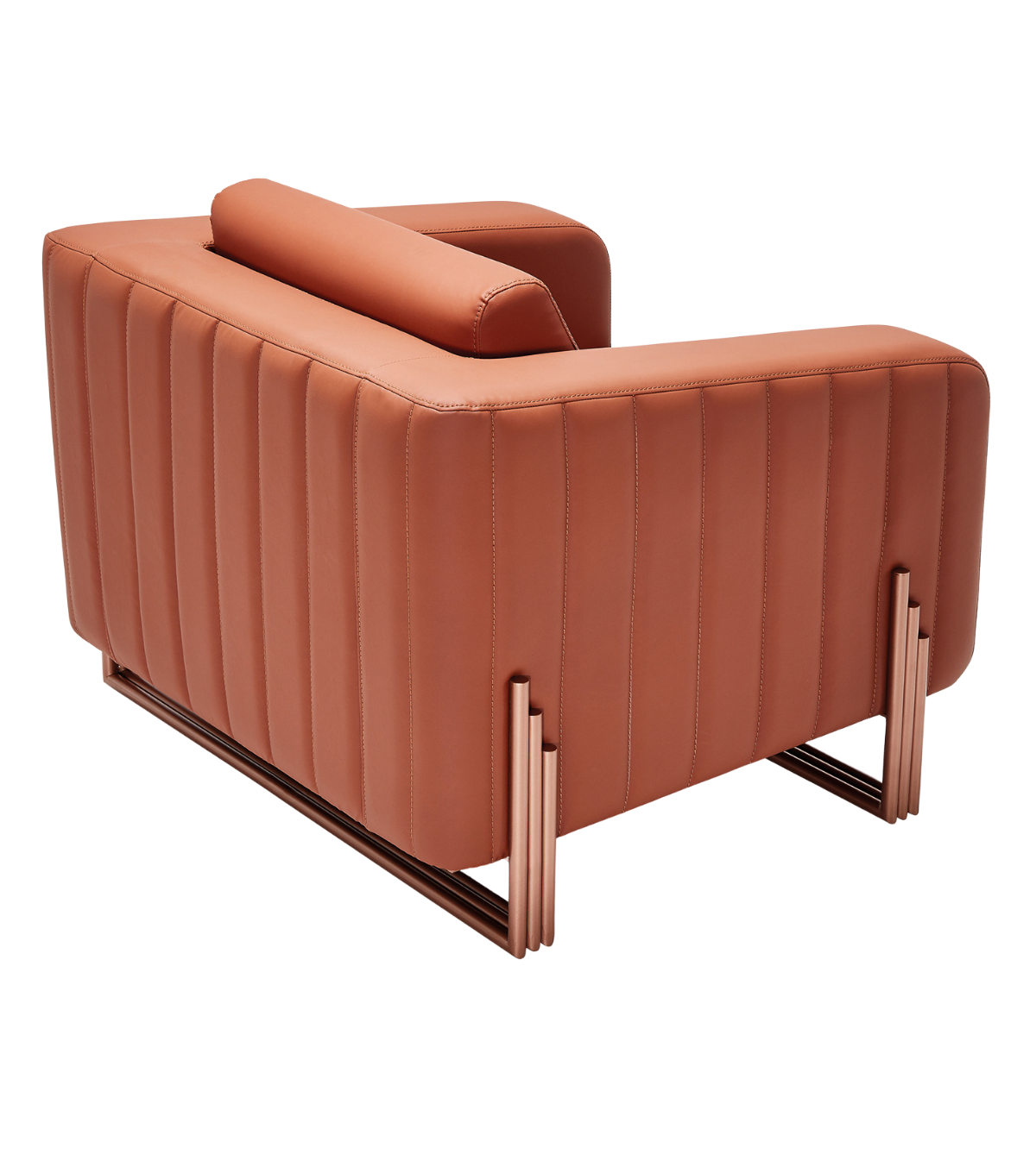 Cloud Metal Detail Leather Armchair Cinnamon