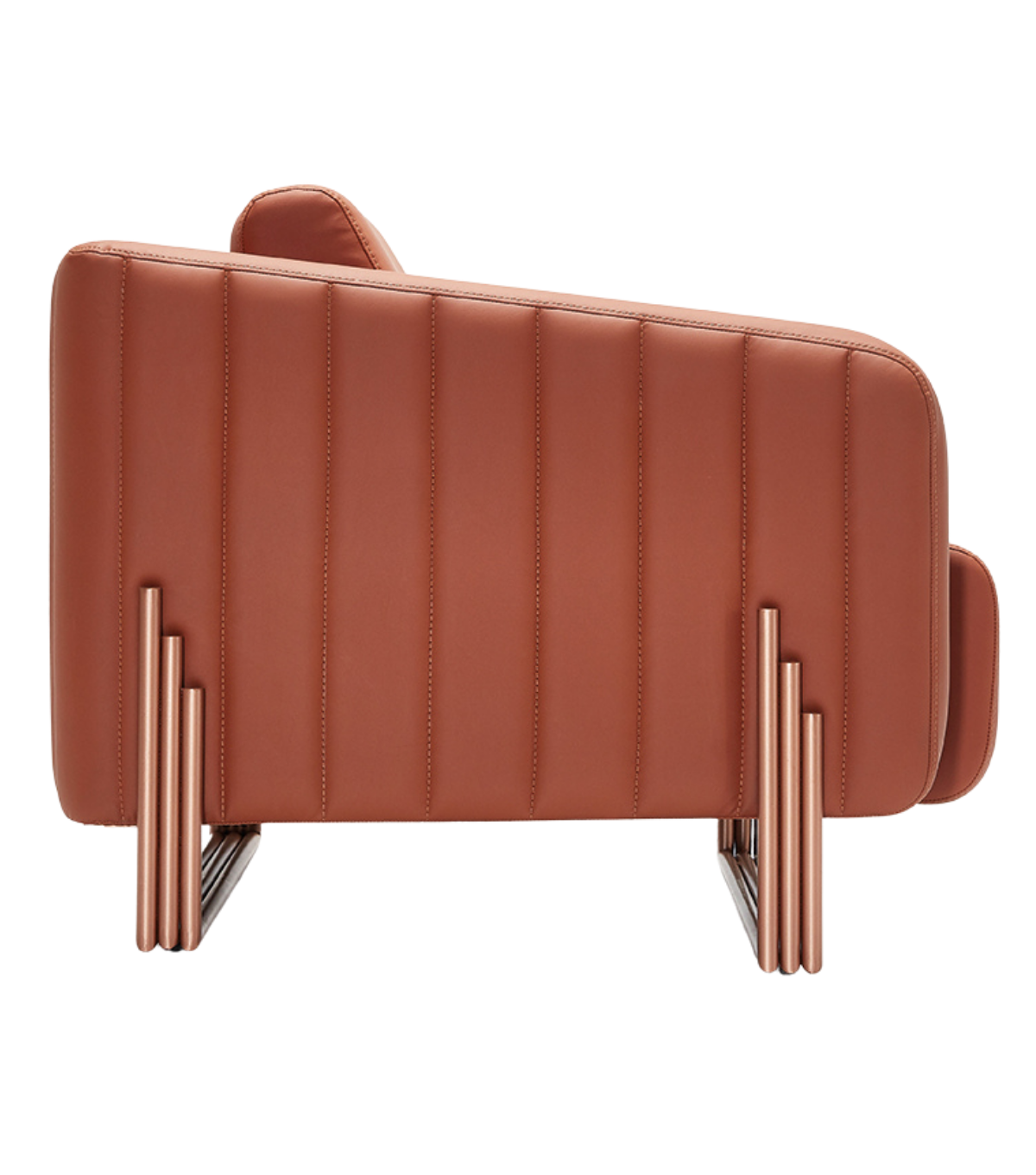 Cloud Metal Detail Leather Armchair Cinnamon