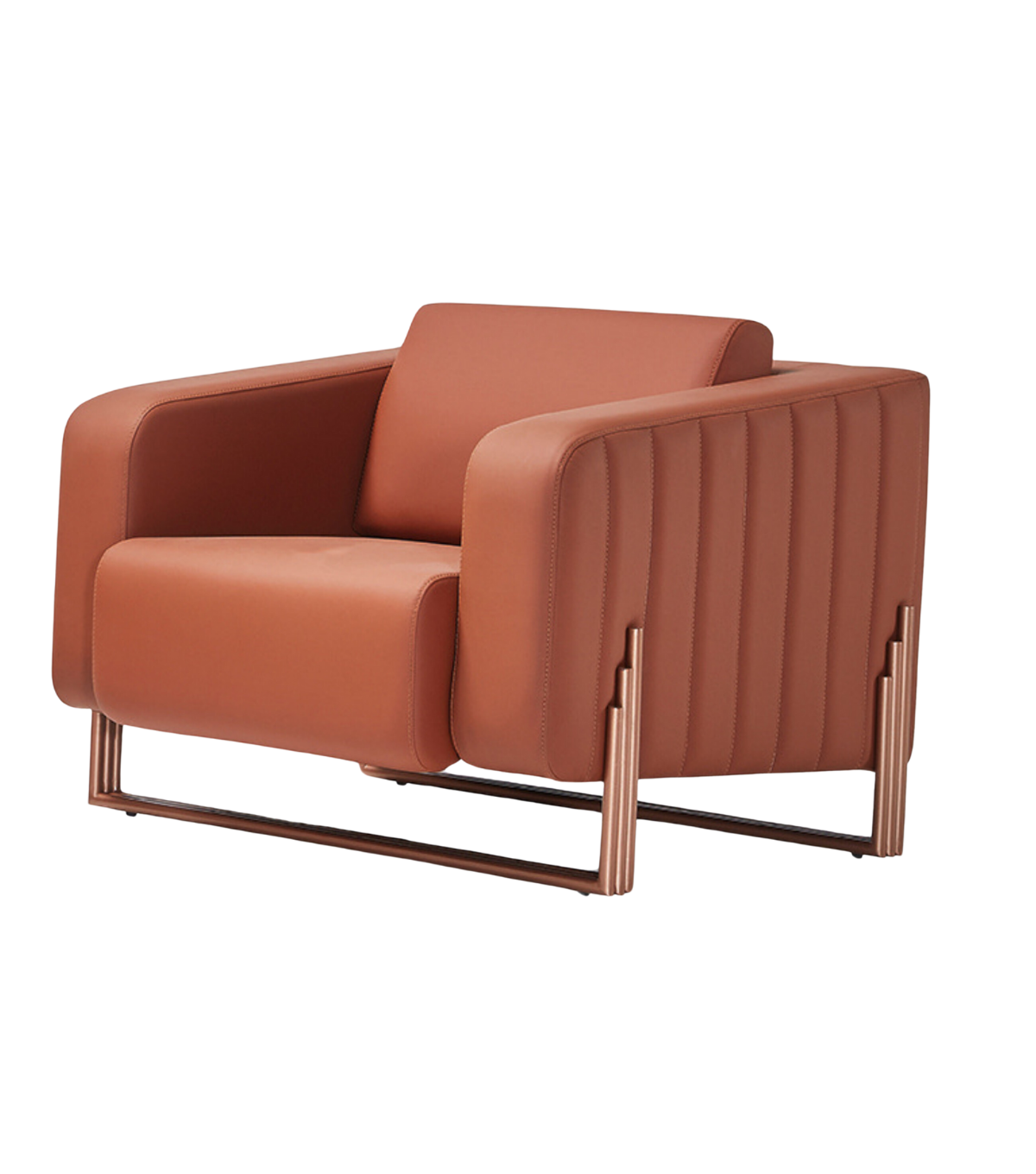 Cloud Metal Detail Leather Armchair Cinnamon