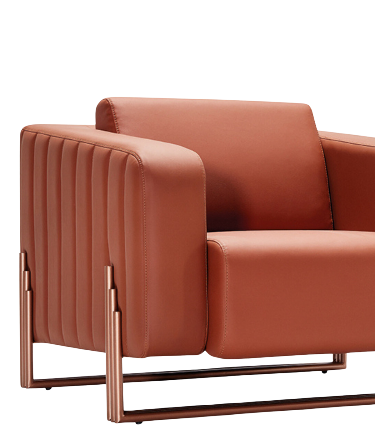 Cloud Metal Detail Leather Armchair Cinnamon