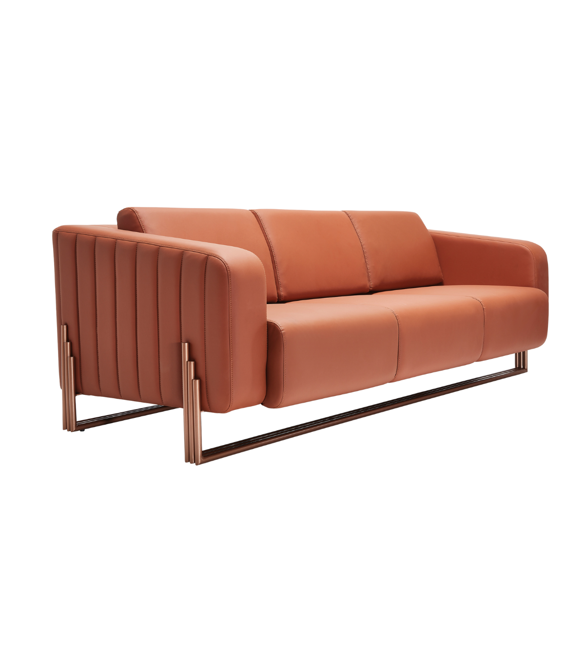 Mizu Metal Detail Leather Triple Sofa