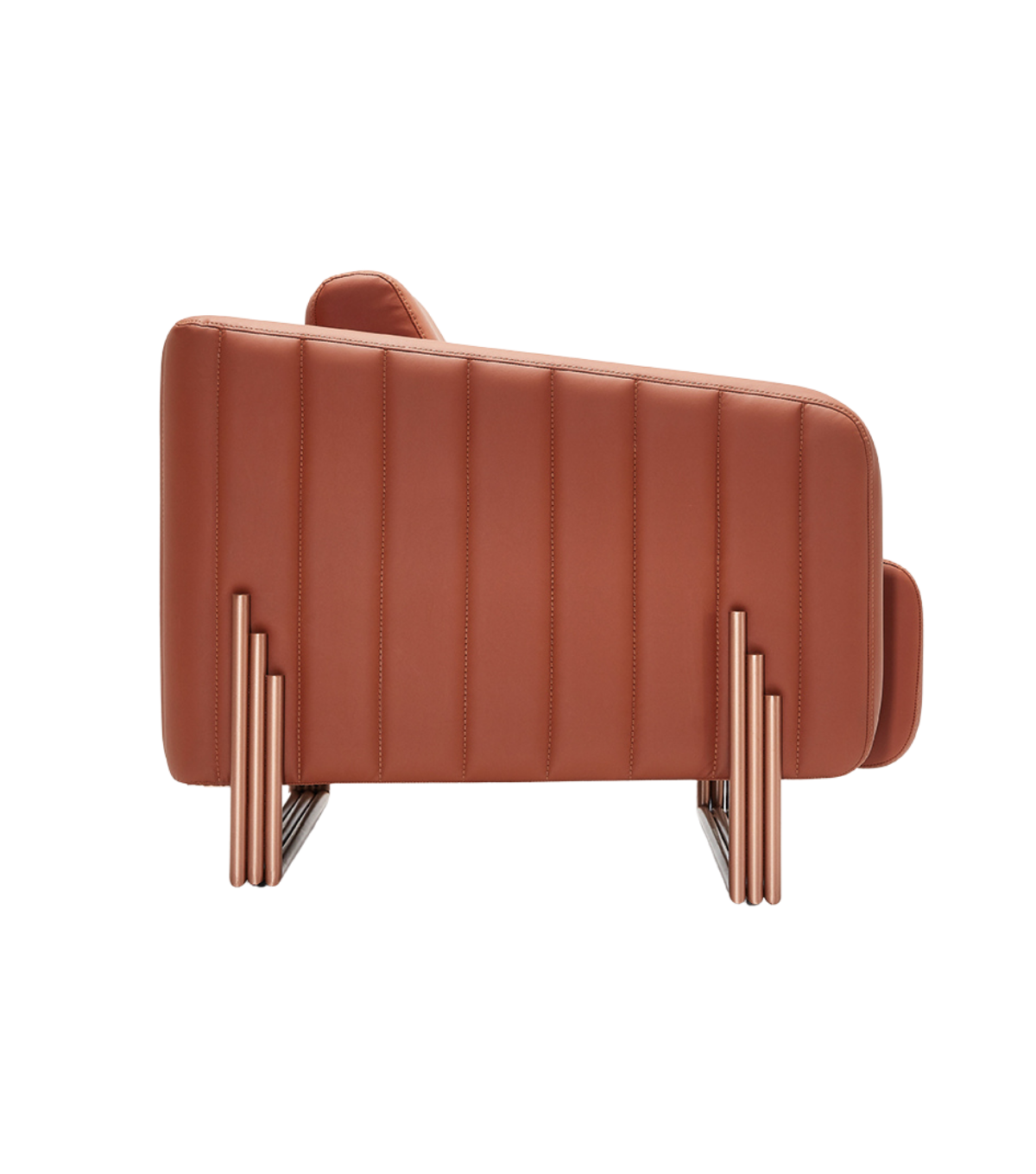 Mizu Metal Detail Leather Triple Sofa