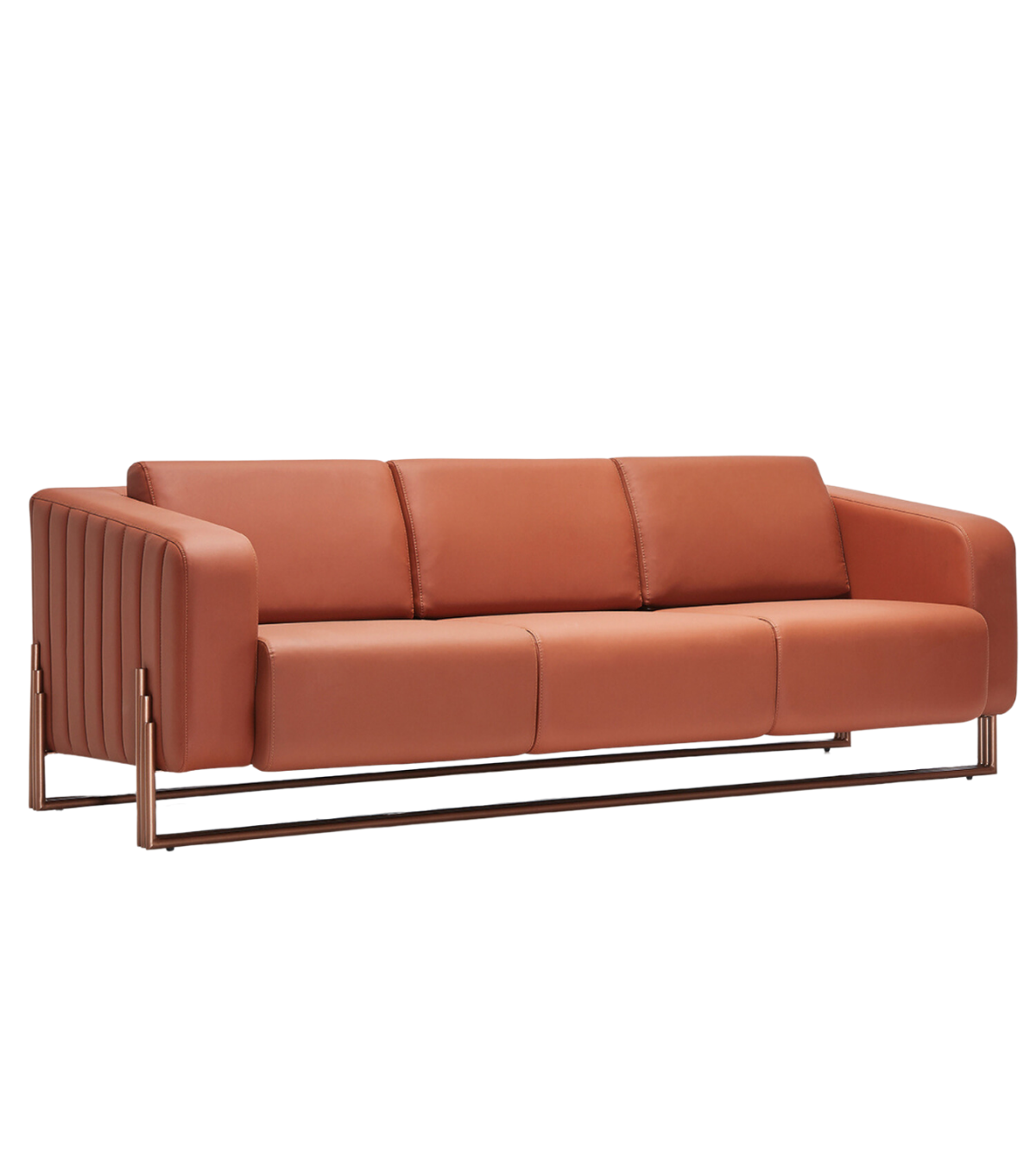 Mizu Metal Detail Leather Triple Sofa