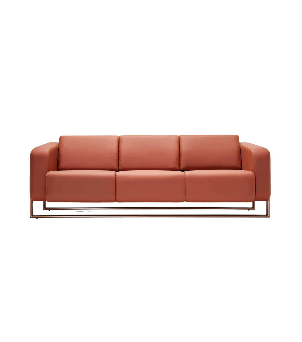 Mizu Metal Detail Leather Triple Sofa