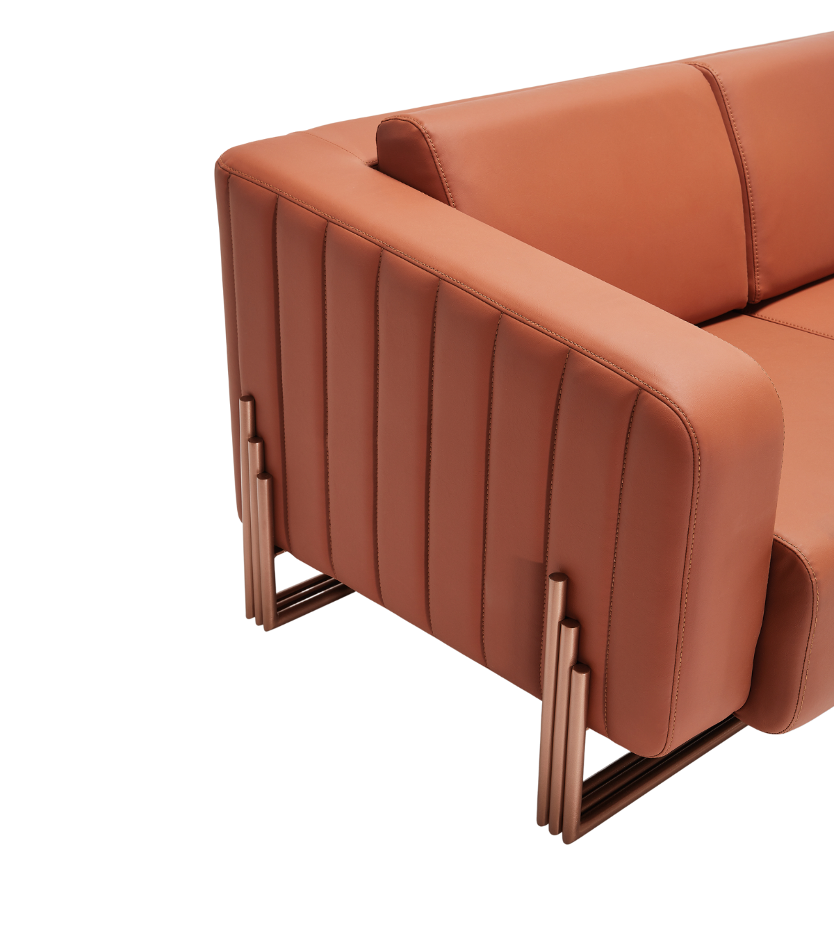 Mizu Metal Detail Leather Triple Sofa
