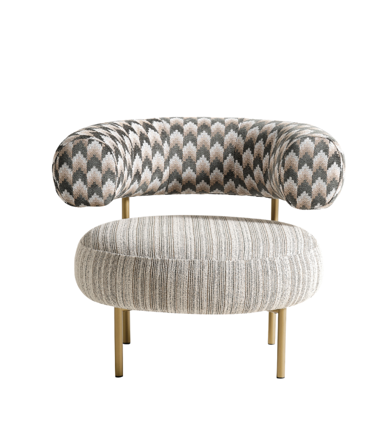 Pietro Armchair Green with Antique Brass Finish Metal Legs