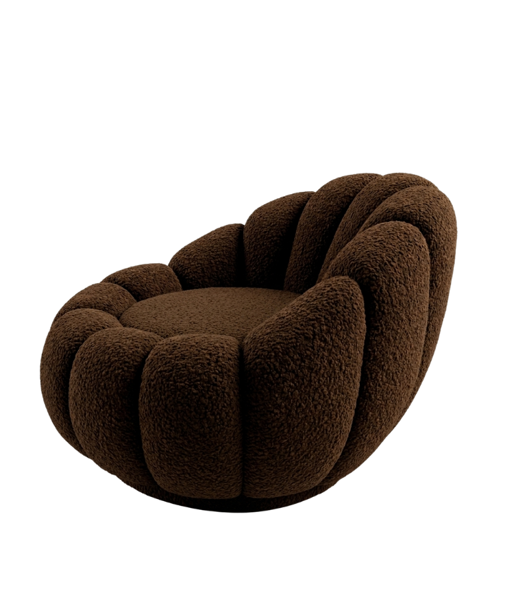Potter Quilted Swivel Teddy Armcahir Brown