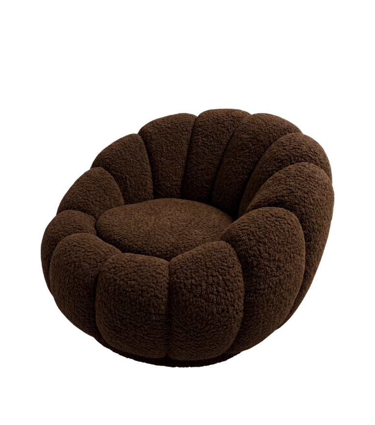 Potter Quilted Swivel Teddy Armcahir Brown