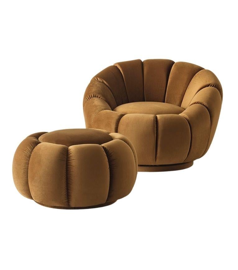 Potter Swivel Armchair and Ottoman Set 1013
