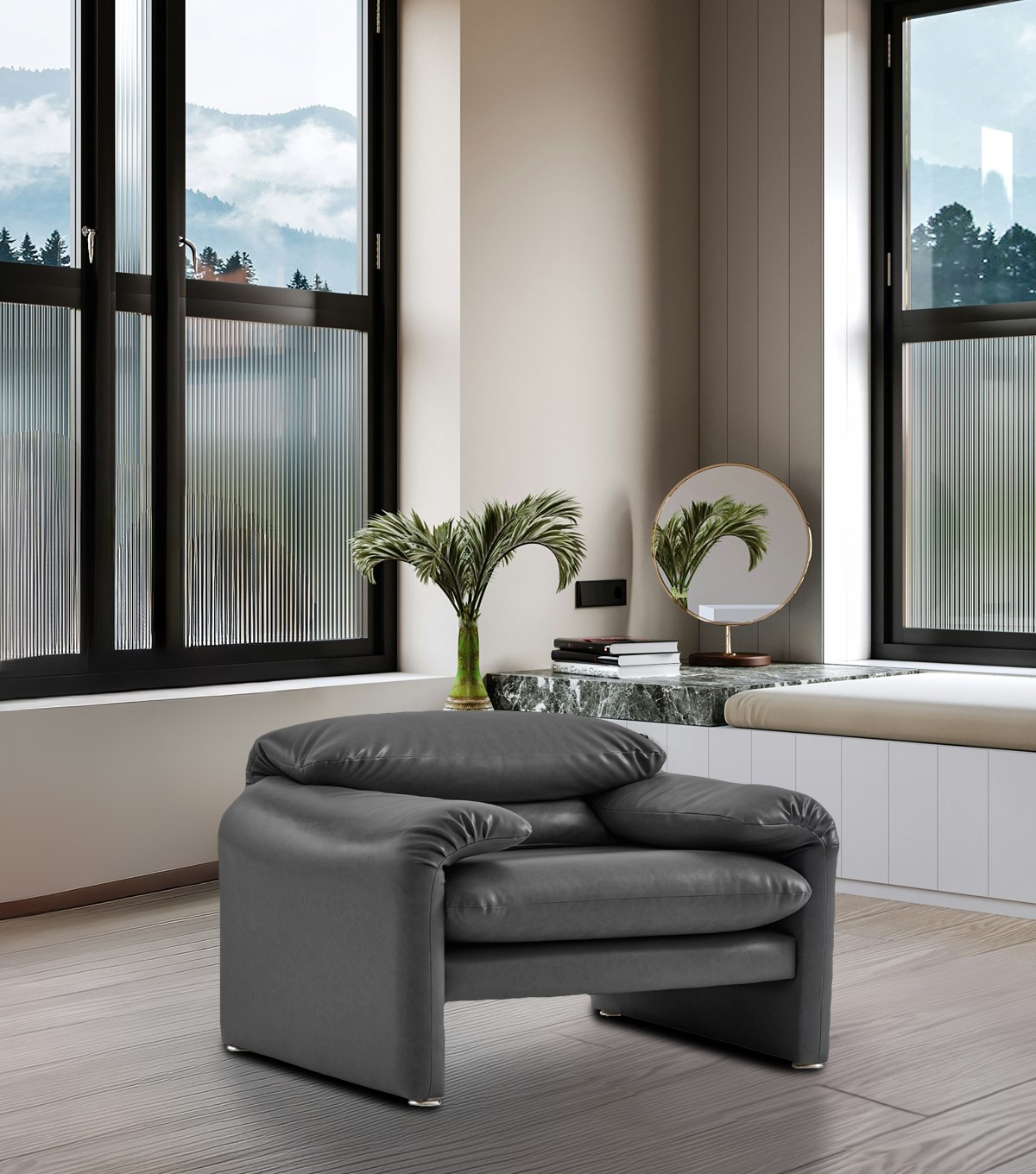 Proteo Comfort Mekanizmalı Koyu Antrasit Deri Berjer