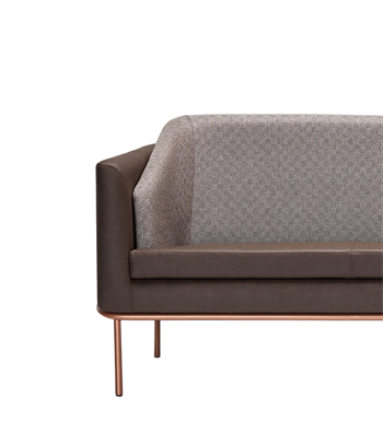 Anton Rose Metal Leg Leather Detail Brown Double Sofa