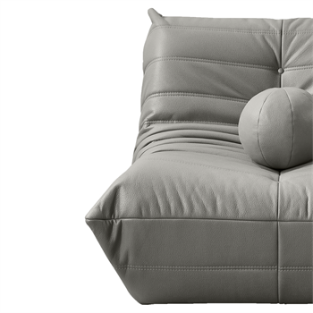 Barney Comfort Armchair Leather Light Gray