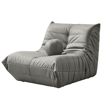 Barney Comfort Armchair Leather Light Gray