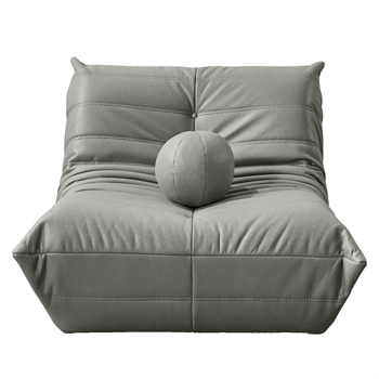 Barney Comfort Armchair Leather Light Gray
