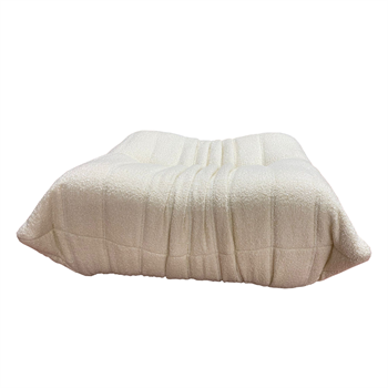 Barney Comfort Armchair with Teddy Beige Fabric and Ottoman Set