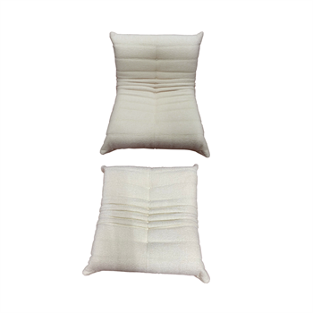 Barney Comfort Armchair with Teddy Beige Fabric and Ottoman Set