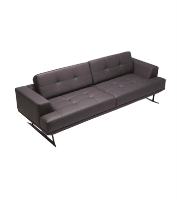 Bavaria Metal Leg Leather Black Triple Sofa