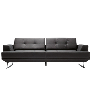 Bavaria Metal Leg Leather Black Triple Sofa