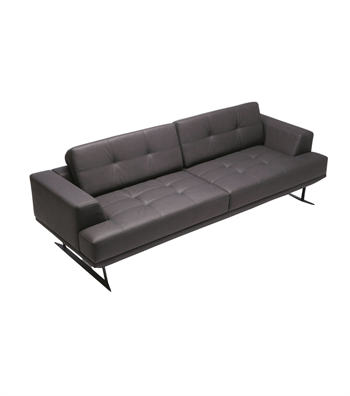 Bavaria Metal Leg Leather Black Triple Sofa