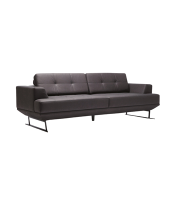 Bavaria Metal Leg Leather Black Triple Sofa