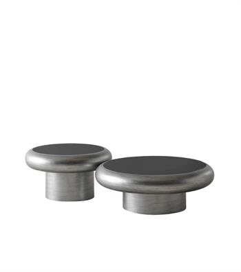 Belukha Ahşap Silindir Yuvarlak Cam Detay Sehpa Silver