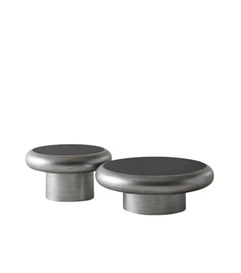 Belukha Ahşap Silindir Yuvarlak Cam Detay Sehpa Silver