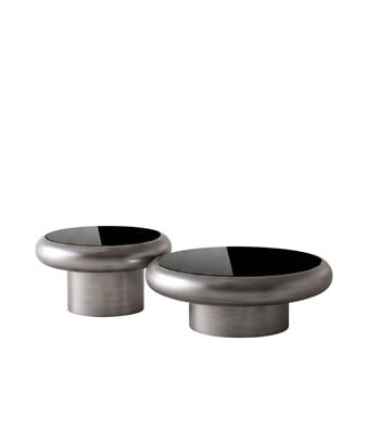 Belukha Silver Ahşap Cam Yuvarlak 2li Orta Sehpa Takımı