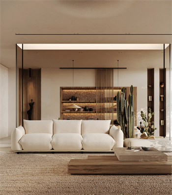 Costes Three-Seater Sofa Woven Linen Beige