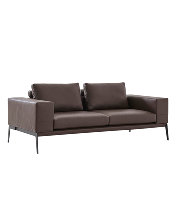Espina Leather Metal Leg Triple Sofa Brown