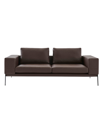 Espina Leather Metal Leg Triple Sofa Brown
