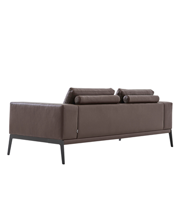 Espina Leather Metal Leg Triple Sofa Brown