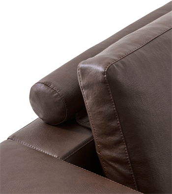 Espina Leather Metal Leg Triple Sofa Brown