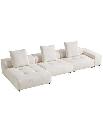 Fausto Comfort Beige Corner Sofa, Three Modules