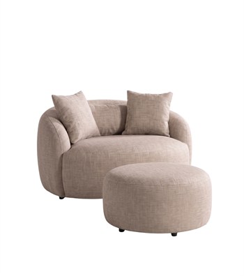 Gorki Loveseat Bej Berjer ve Puf Takım