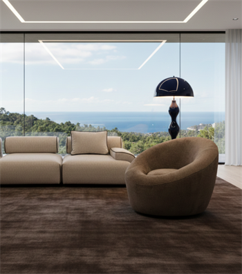Gustav Swivel Leg Armchair Greige Brown